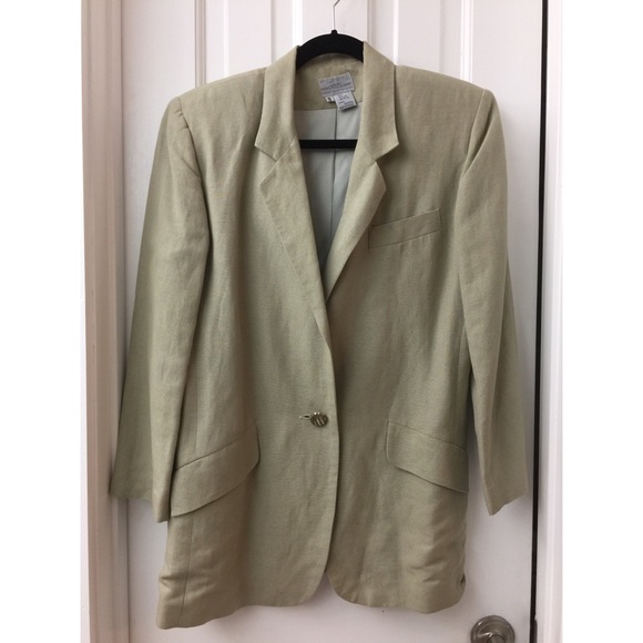 Green linen blazer - Picture 2 of 3